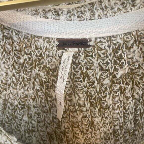 Free People Tan Cream Knit Sweater Size Small - Picture 6 of 7